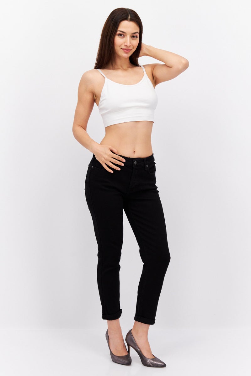 Red Tape سروال ضيق مزين بشعار للنساء، أسود - Image 4